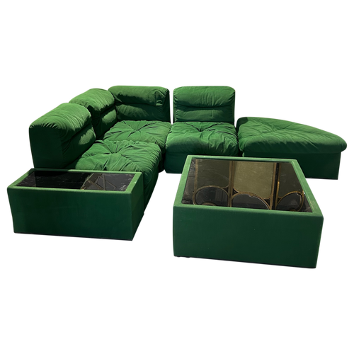 Italian Emerald Tufted Lounge Set, 1970s