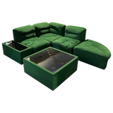 Italian Emerald Tufted Lounge Set, 1970s