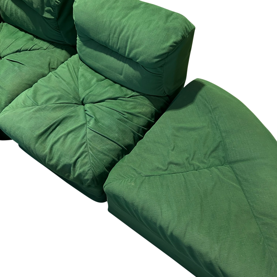 Italian Emerald Tufted Lounge Set, 1970s
