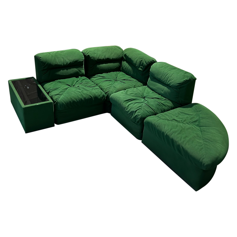 Italian Emerald Tufted Lounge Set, 1970s