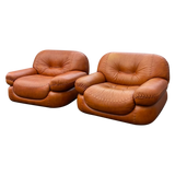 Pair of Cognac 'Sapporo' Lounge Chairs by Mobil Girgi