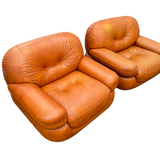 Pair of Cognac 'Sapporo' Lounge Chairs by Mobil Girgi