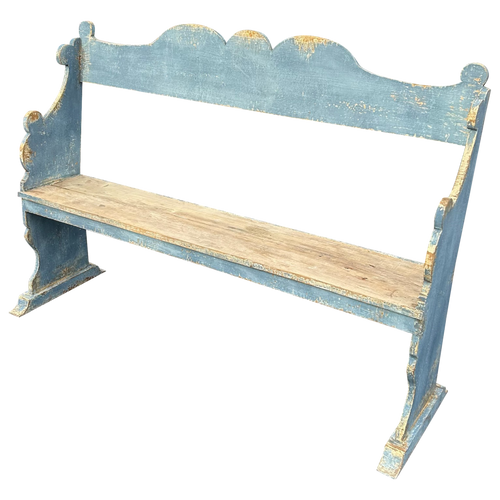 Rustic Antique Cornflower Blue Bench
