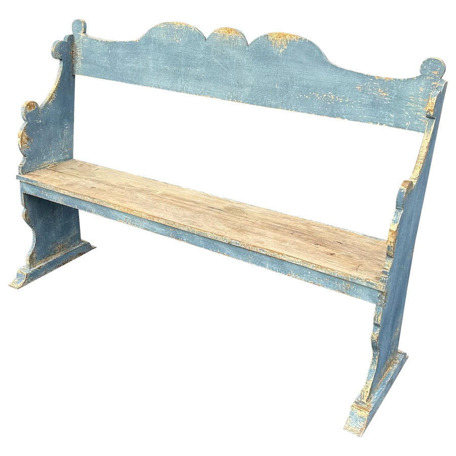 Rustic Antique Cornflower Blue Bench