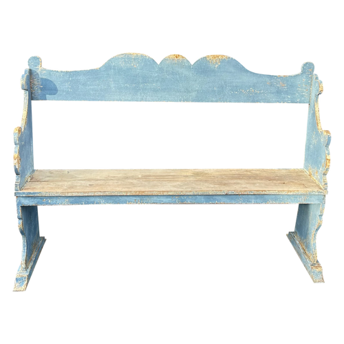 Rustic Antique Cornflower Blue Bench