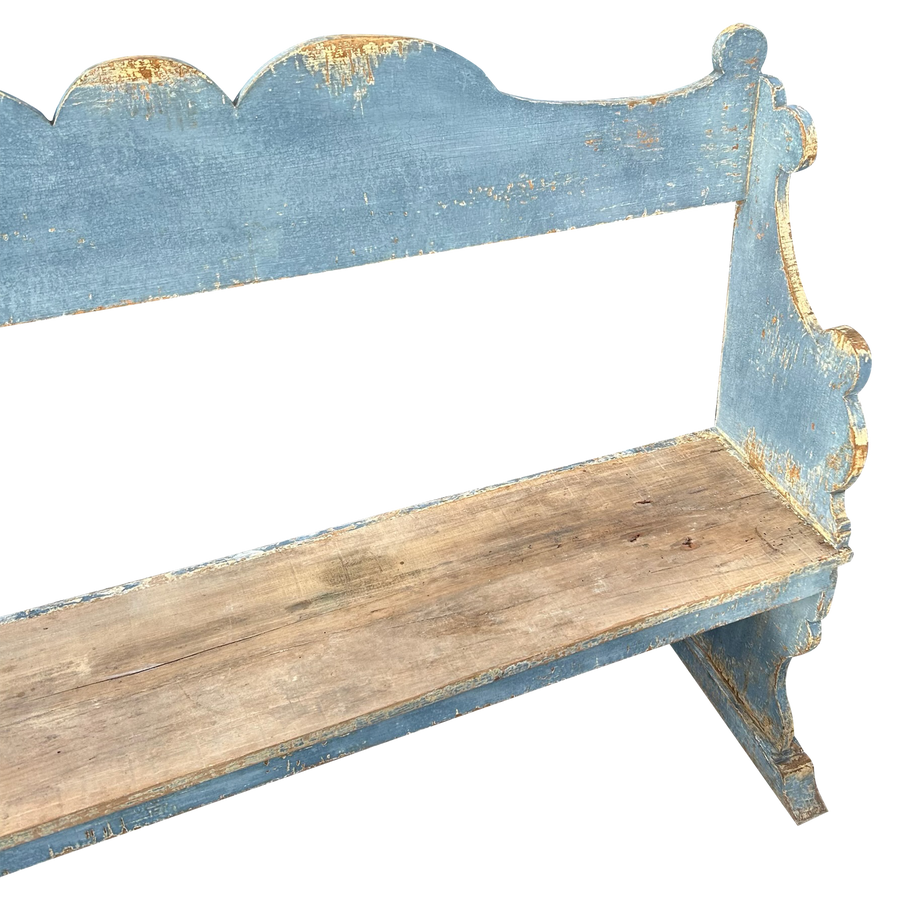 Rustic Antique Cornflower Blue Bench
