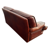 Oxblood Leather Three Seat Sofa, Italy, 1970s