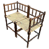 Pair of Antique Spindle Leg Rush Seat Chairs