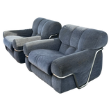 Pair of Velvet and Chrome 'Wopps' Lounge Chairs by Ernesto Radaelli, 1970s