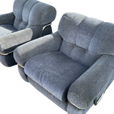 Pair of Velvet and Chrome 'Wopps' Lounge Chairs by Ernesto Radaelli, 1970s