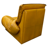 Pair of Chunky Butterscotch Leather High Back Lounge Chairs, Italy, 1970s