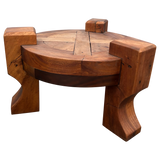 Pair of Solid Wooden Brutalist End Tables, Brazil, 1960s