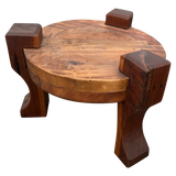 Pair of Solid Wooden Brutalist End Tables, Brazil, 1960s