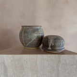 Charcoal Drip Glaze Lidded Vessel