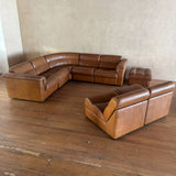 8 Piece Percival Lafer Patchwork Leather Modular Sofa and Ottoman, 1960s