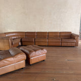 8 Piece Percival Lafer Patchwork Leather Modular Sofa and Ottoman, 1960s
