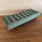 Tufted Sage Green Mid Century Daybed with Teak Legs