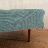 Tufted Sage Green Mid Century Daybed with Teak Legs