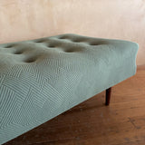 Tufted Sage Green Mid Century Daybed with Teak Legs