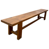 Vintage French Pine Trestle Dining Table and Bench Set