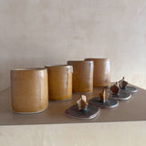 Four Studio Ceramic Lidded Canisters