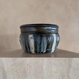 Tonal Crème and Brown Patterned Studio Ceramic Vessel