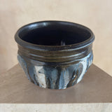 Tonal Crème and Brown Patterned Studio Ceramic Vessel