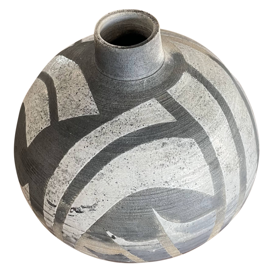 Round Geometric Patterned Studio Pottery