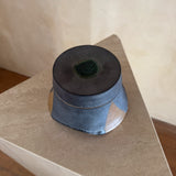 Studio Ceramic Canister with Green Glaze Detail Lid