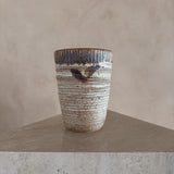 Ribbed Studio Ceramic Vessel with Brown Glaze