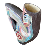 Large Painted Woman Ceramic Vase