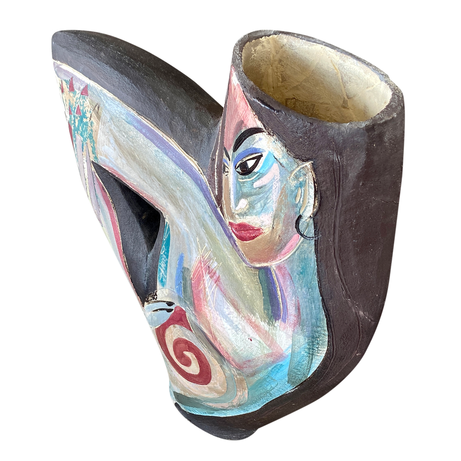 Jumbo Painted Woman Ceramic Vase