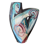 Large Painted Woman Ceramic Vase