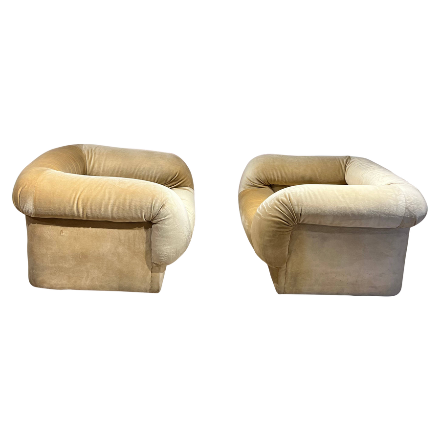 Pair of Italian Chunky Velvet Chairs