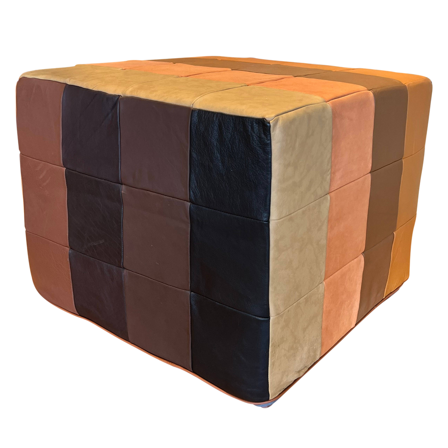 Multicolor Patchwork Cube Ottoman