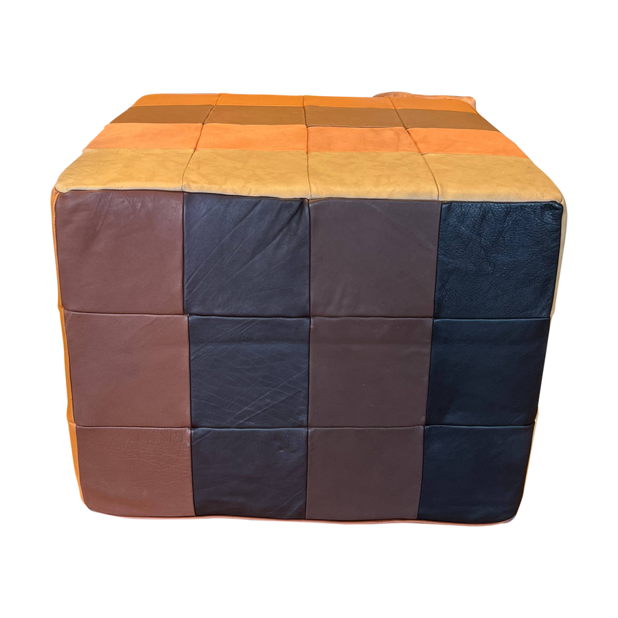 Multicolor Patchwork Cube Ottoman