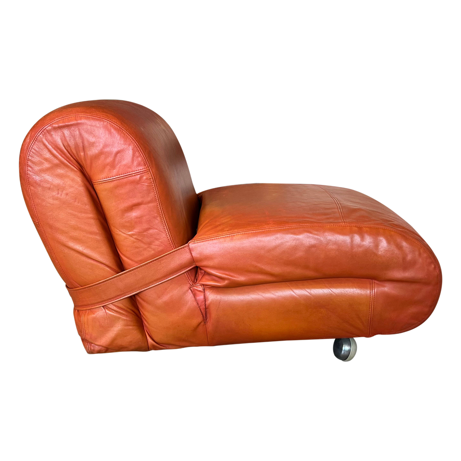 Cognac Leather Low Side Chair