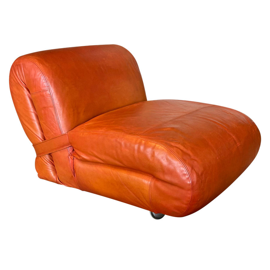Cognac Leather Low Side Chair