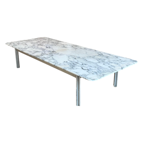 Large Marble Coffee Table with Chrome Legs