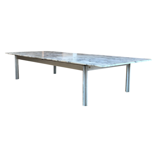 Large Marble Coffee Table with Chrome Legs