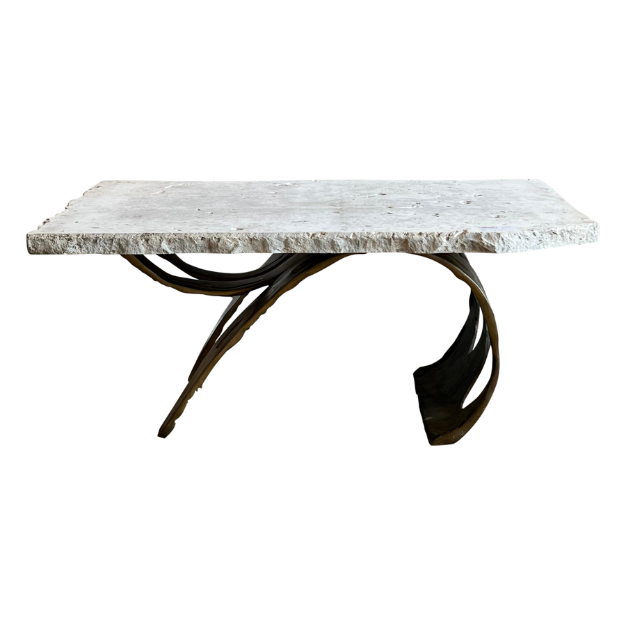 Bronze Base Stone Coffee Table