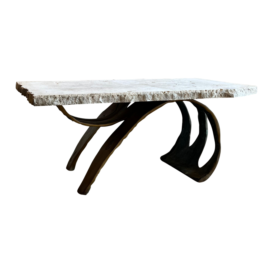 Bronze Base Stone Coffee Table