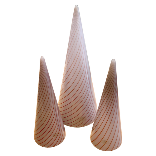 Trio of Murano Striped Cone Lamps