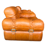 Pair of Tufted Leather Chairs with Buckles
