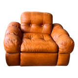 Pair of Tufted Leather Chairs with Buckles