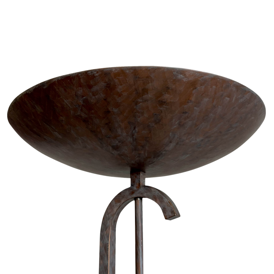 Pair of Bronze Travertine Base Floor Lamps