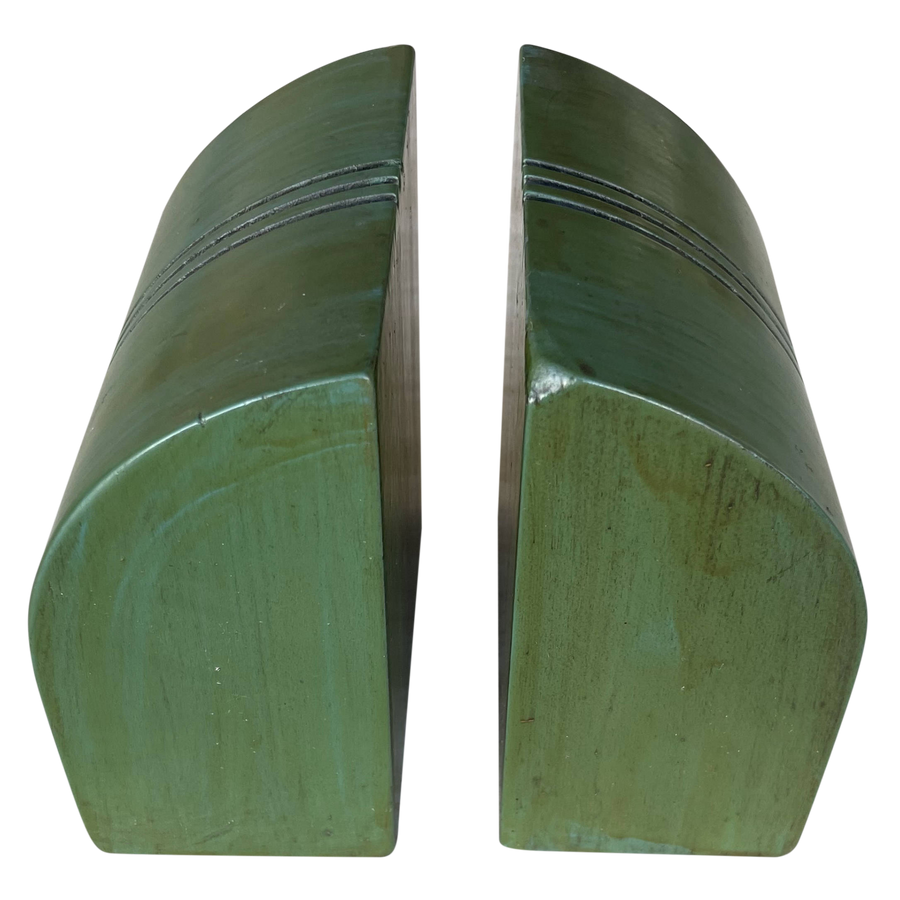 Green Wood Painted Bookends