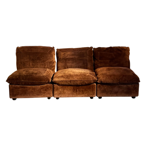 Brown Suede Modular Sofa