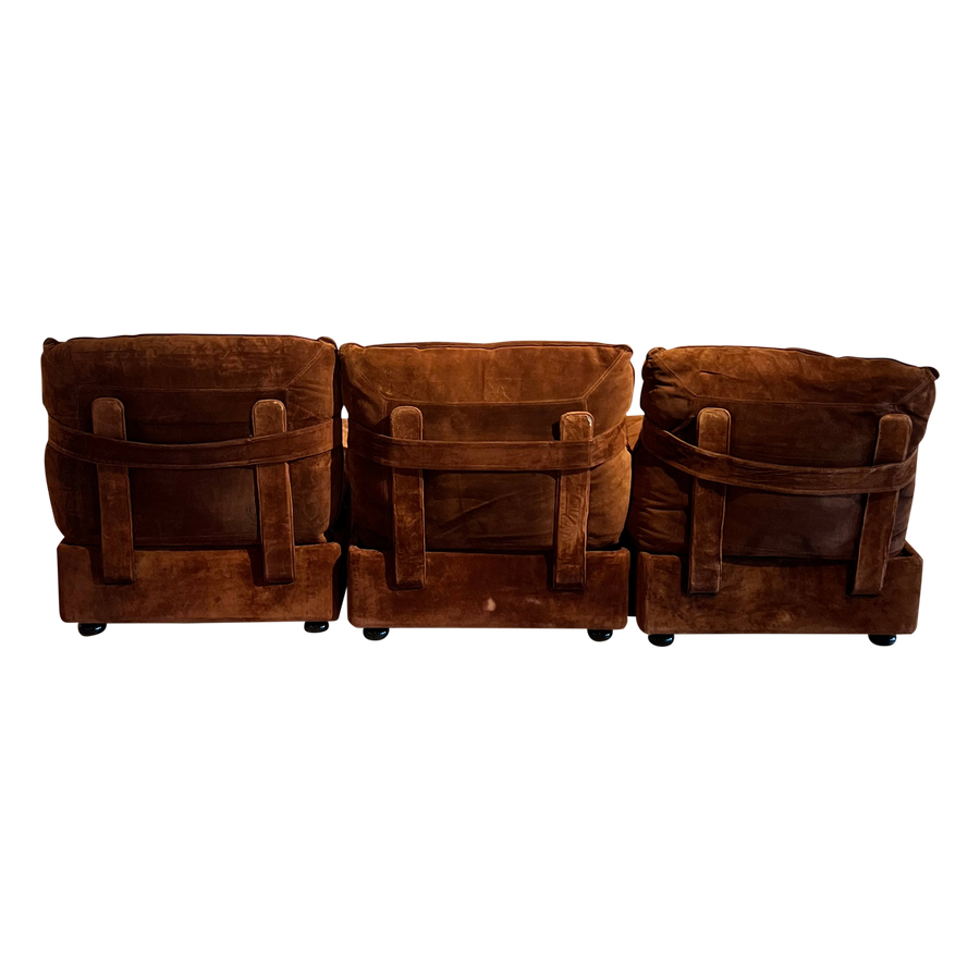 Brown Suede Modular Sofa