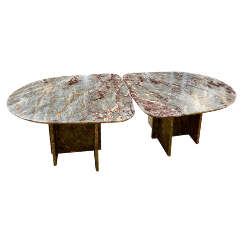 Set of Dusky Blue nesting Marble Coffee Tables